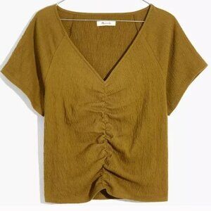 Madewell:  Front Ruched, Lightspun Top, Size M, Bright Olive